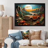 Orange Pickup Truck Offroad Adventures - Pickup Truck Canvas Wall Art