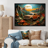 Orange Pickup Truck Offroad Adventures - Pickup Truck Canvas Wall Art