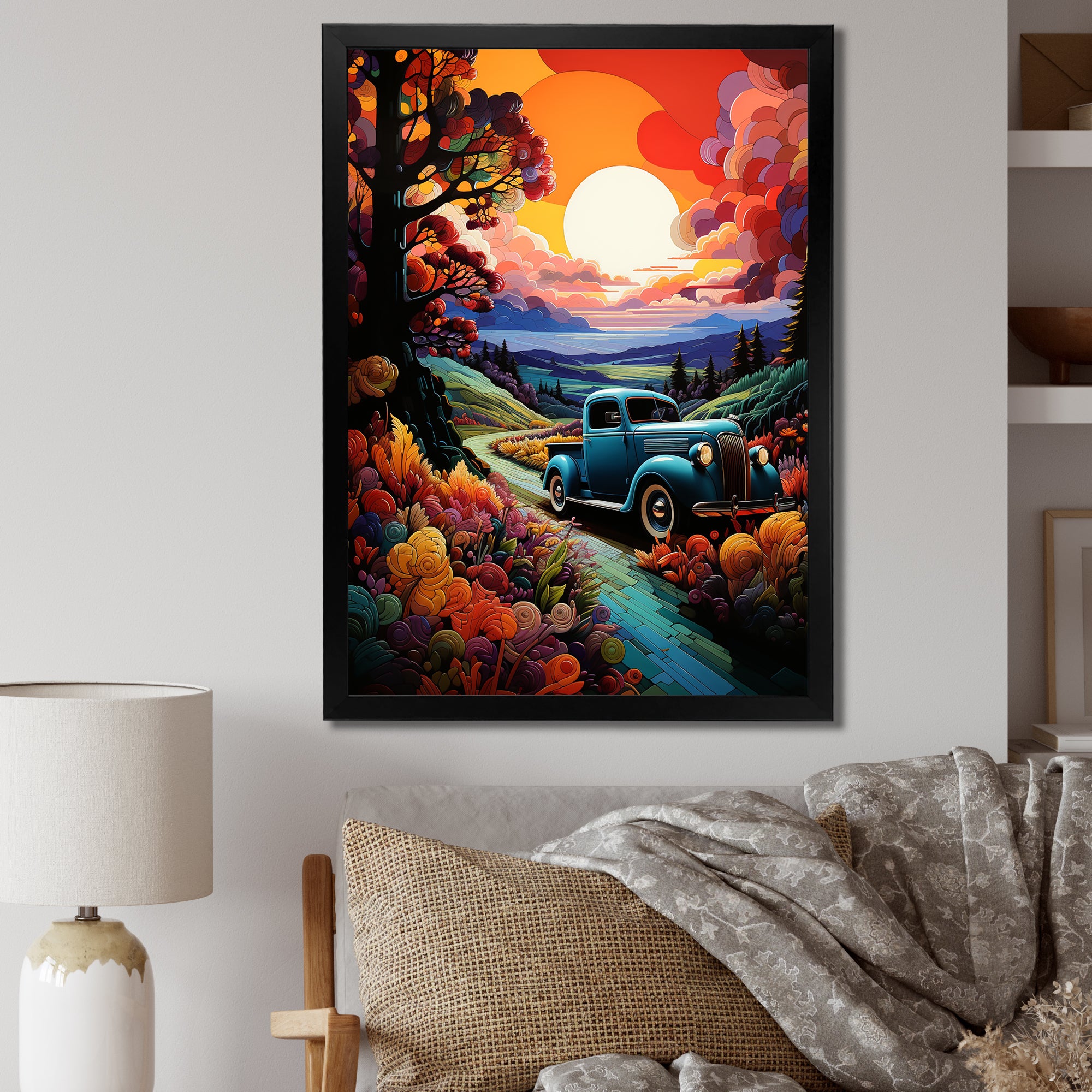 Colorful Pickup Truck Road Legends I - Pickup Truck Canvas Wall Art
