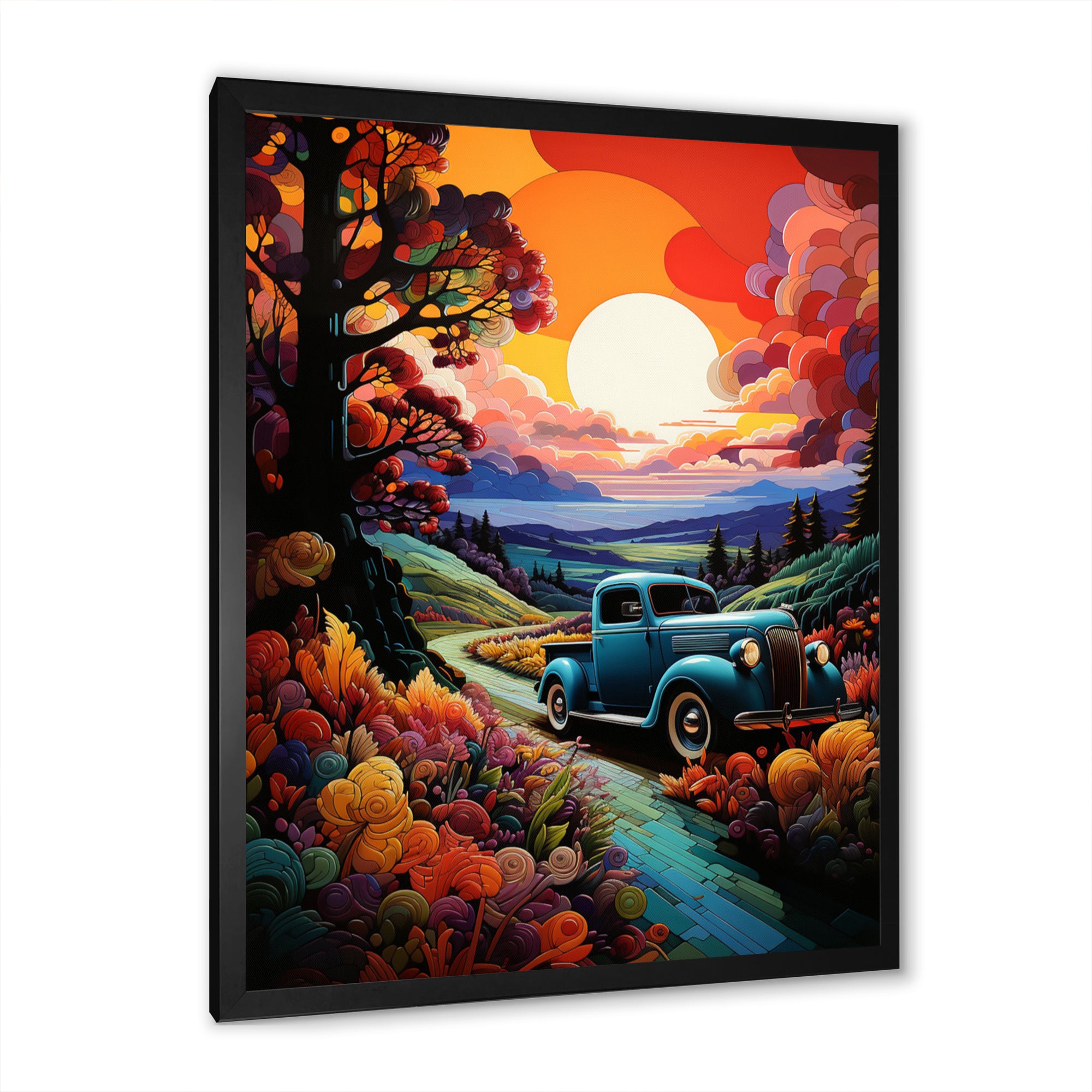 Colorful Pickup Truck Road Legends I - Pickup Truck Canvas Wall Art