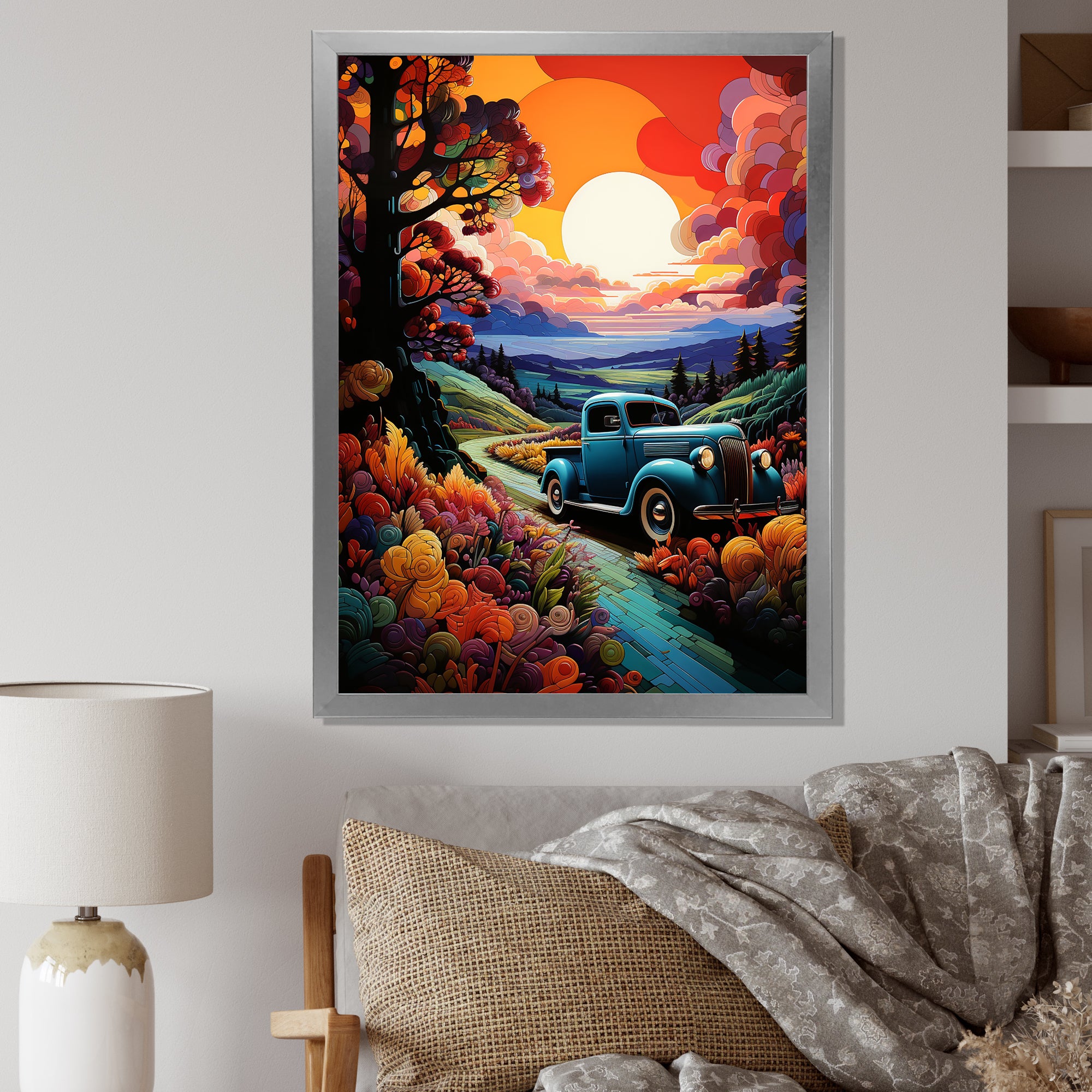 Colorful Pickup Truck Road Legends I - Pickup Truck Canvas Wall Art