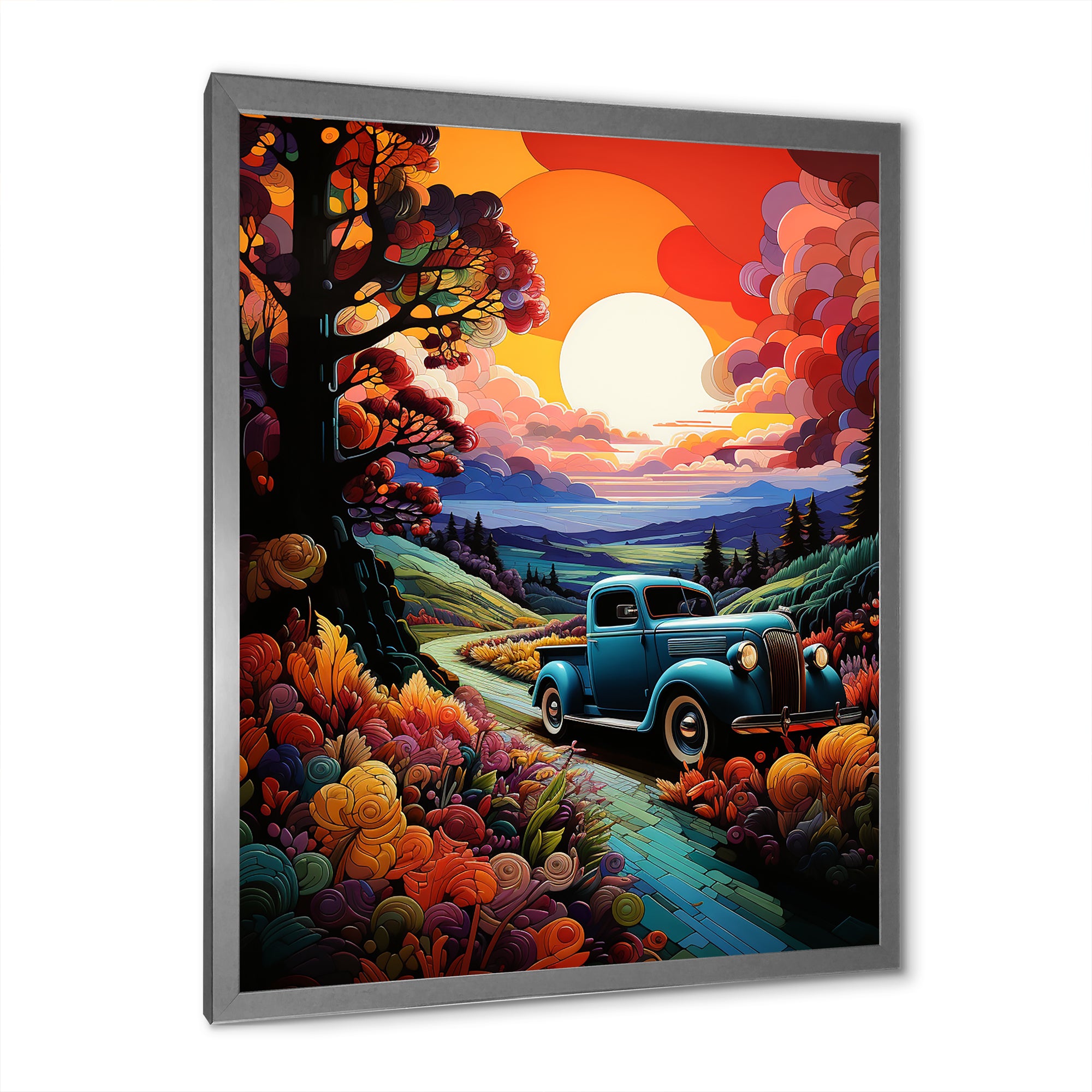 Colorful Pickup Truck Road Legends I - Pickup Truck Canvas Wall Art