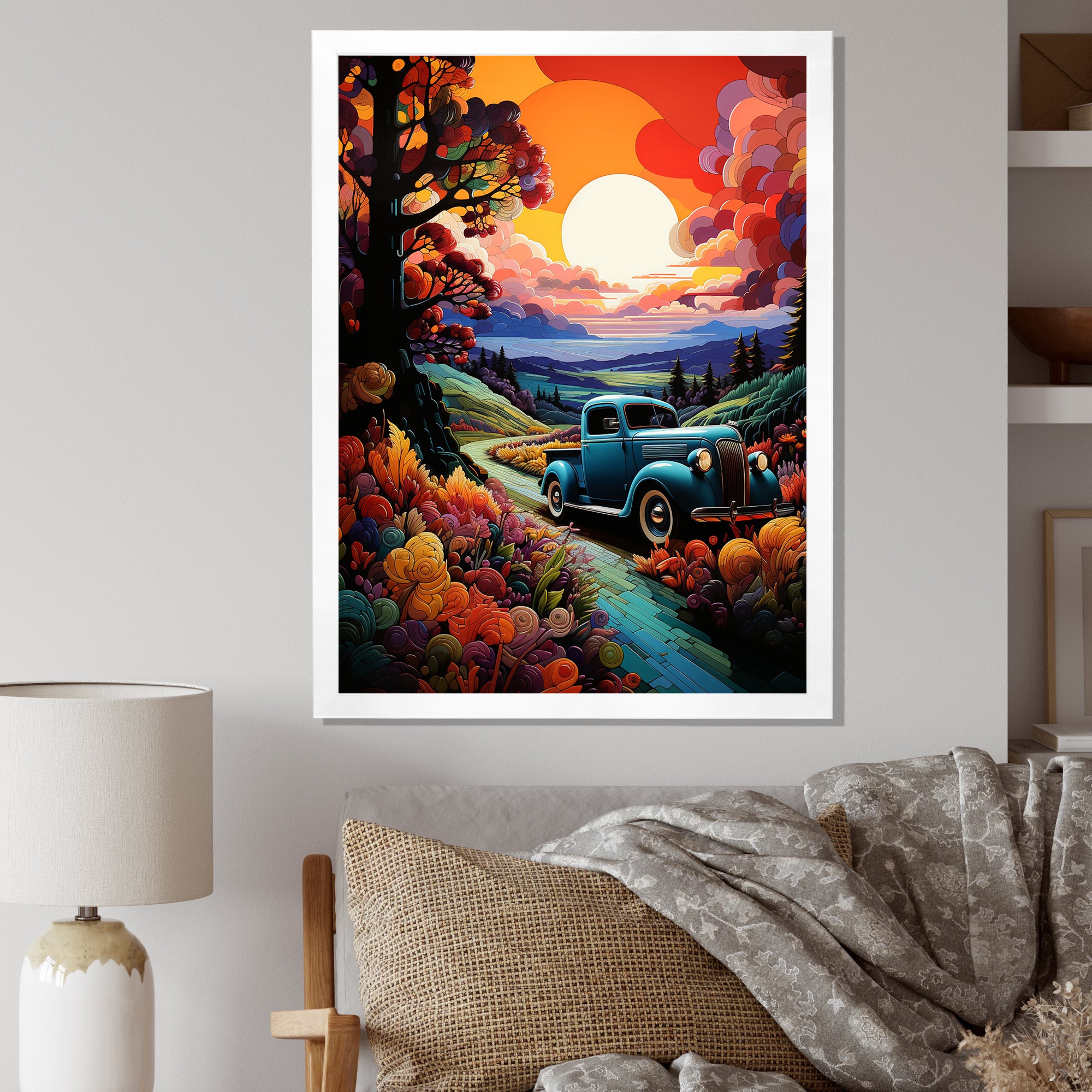 Colorful Pickup Truck Road Legends I - Pickup Truck Canvas Wall Art
