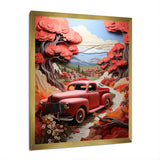 Coral Pickup Truck Road Legends I - Pickup Truck Canvas Wall Art