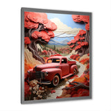 Coral Pickup Truck Road Legends I - Pickup Truck Canvas Wall Art