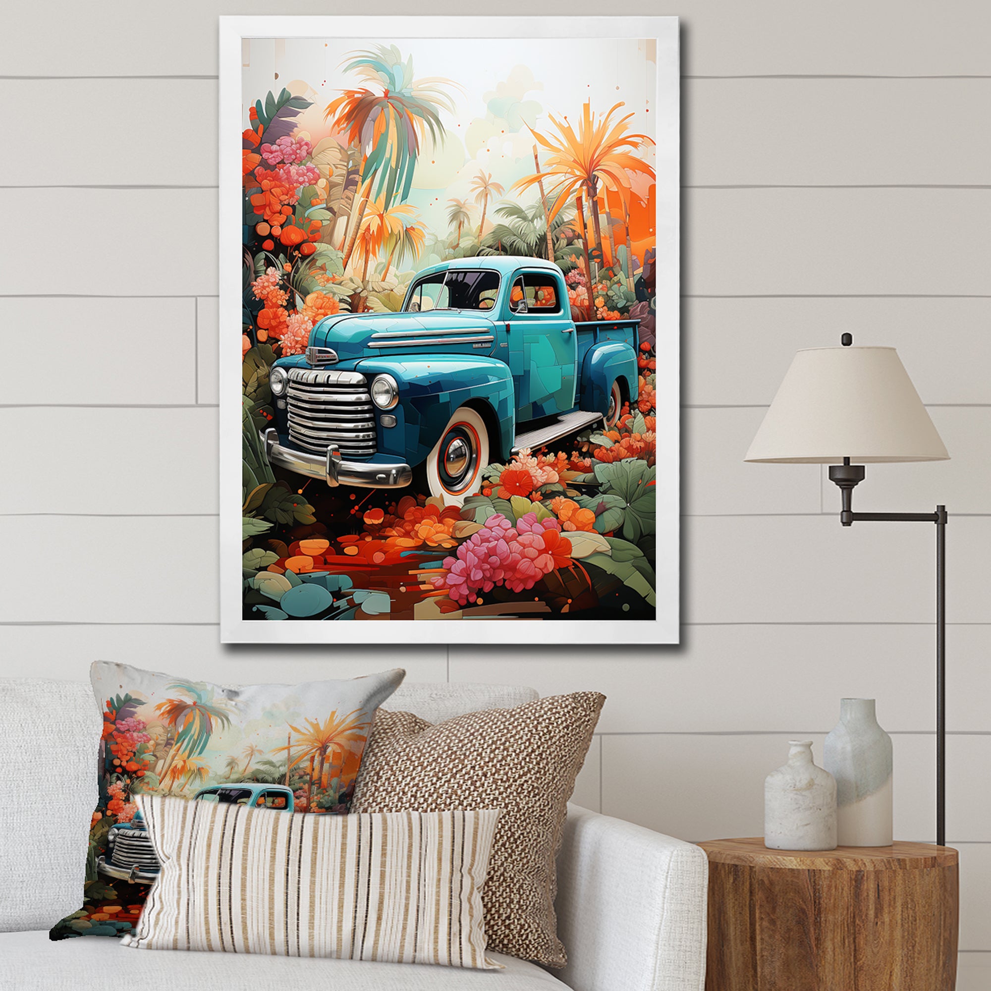 Pickup Truck Tropical Legends - Pickup Truck Canvas Wall Art