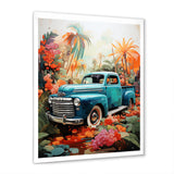 Pickup Truck Tropical Legends - Pickup Truck Canvas Wall Art