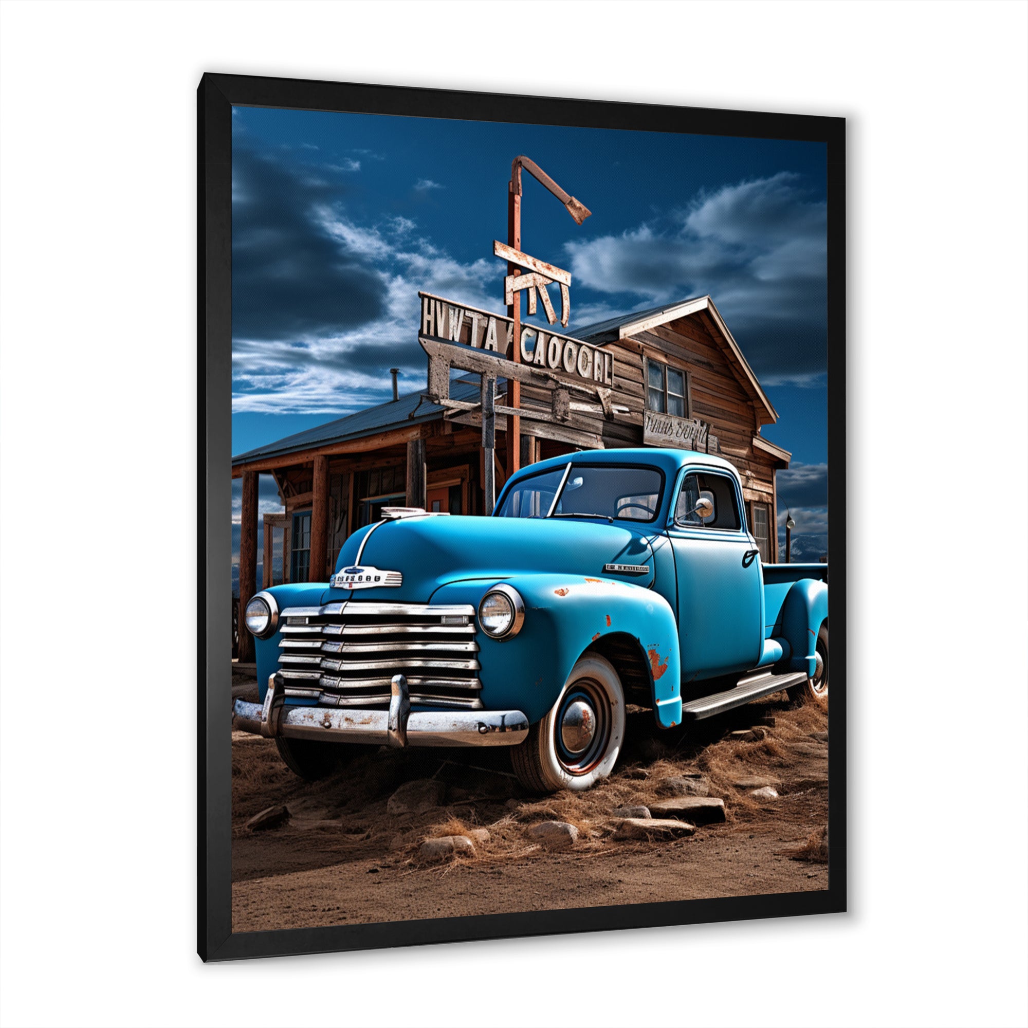 Pickup Truck Roadside Nostalgia - Pickup Truck Canvas Wall Art
