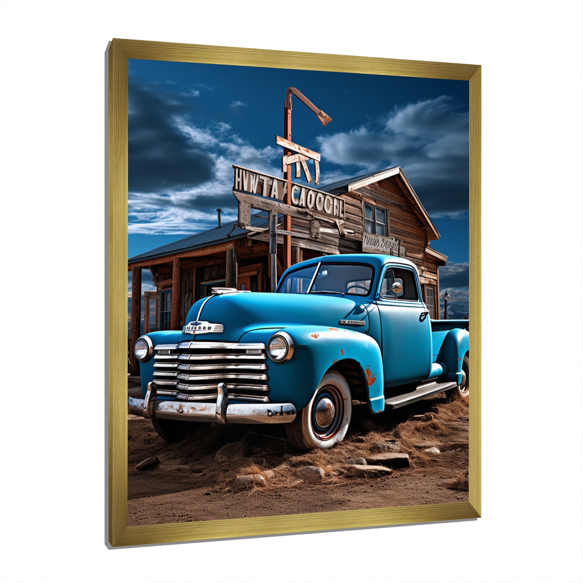 Pickup Truck Roadside Nostalgia - Pickup Truck Canvas Wall Art