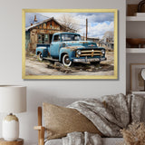 Blue Pickup Truck Roadside Nostalgia - Pickup Truck Canvas Wall Art