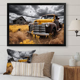 Yellow Pickup Truck Rustic Rides I - Pickup Truck Canvas Wall Art