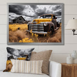 Yellow Pickup Truck Rustic Rides I - Pickup Truck Canvas Wall Art