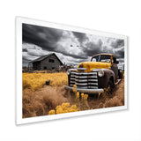 Yellow Pickup Truck Rustic Rides I - Pickup Truck Canvas Wall Art