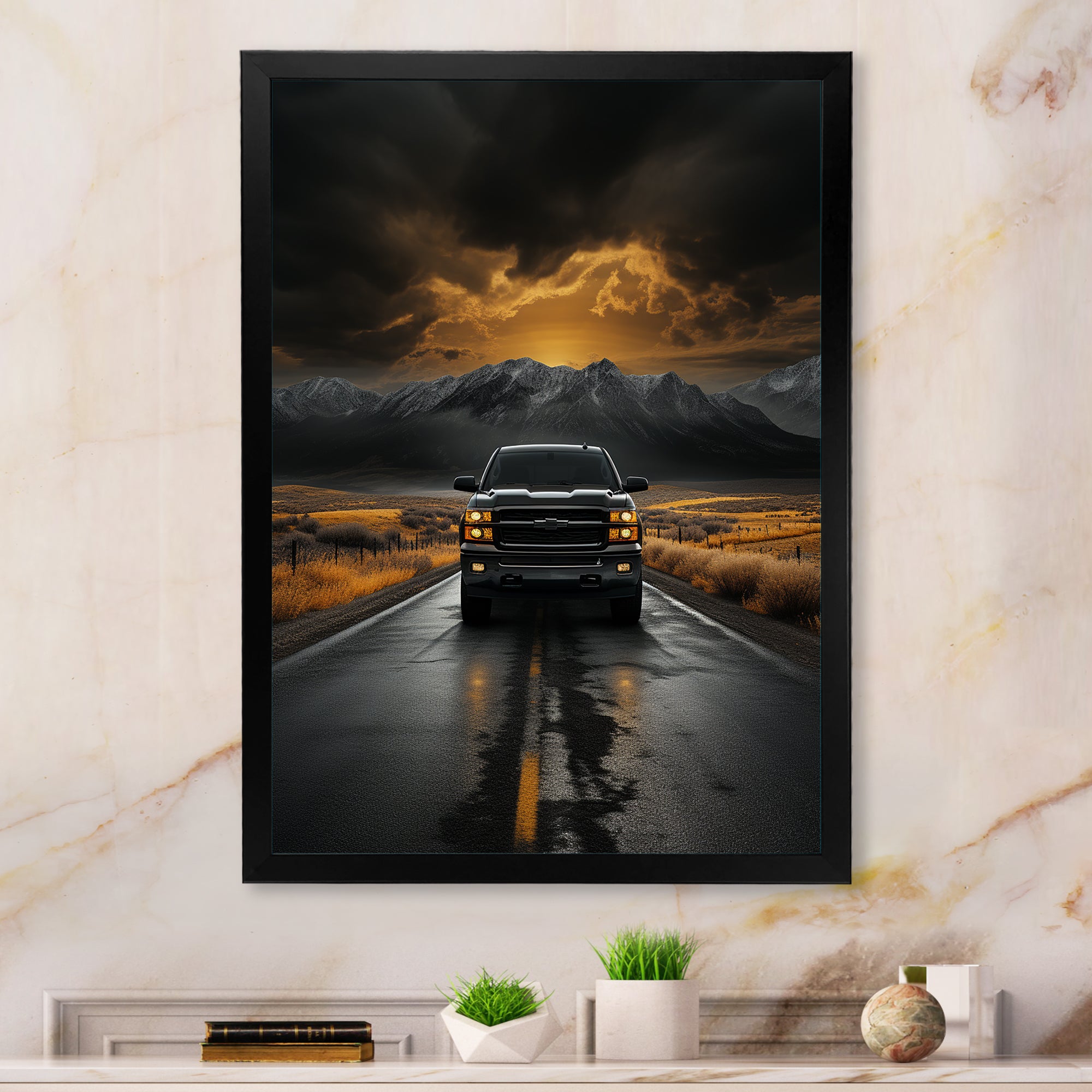 Pickup Truck The Road - Pickup Truck Canvas Wall Art