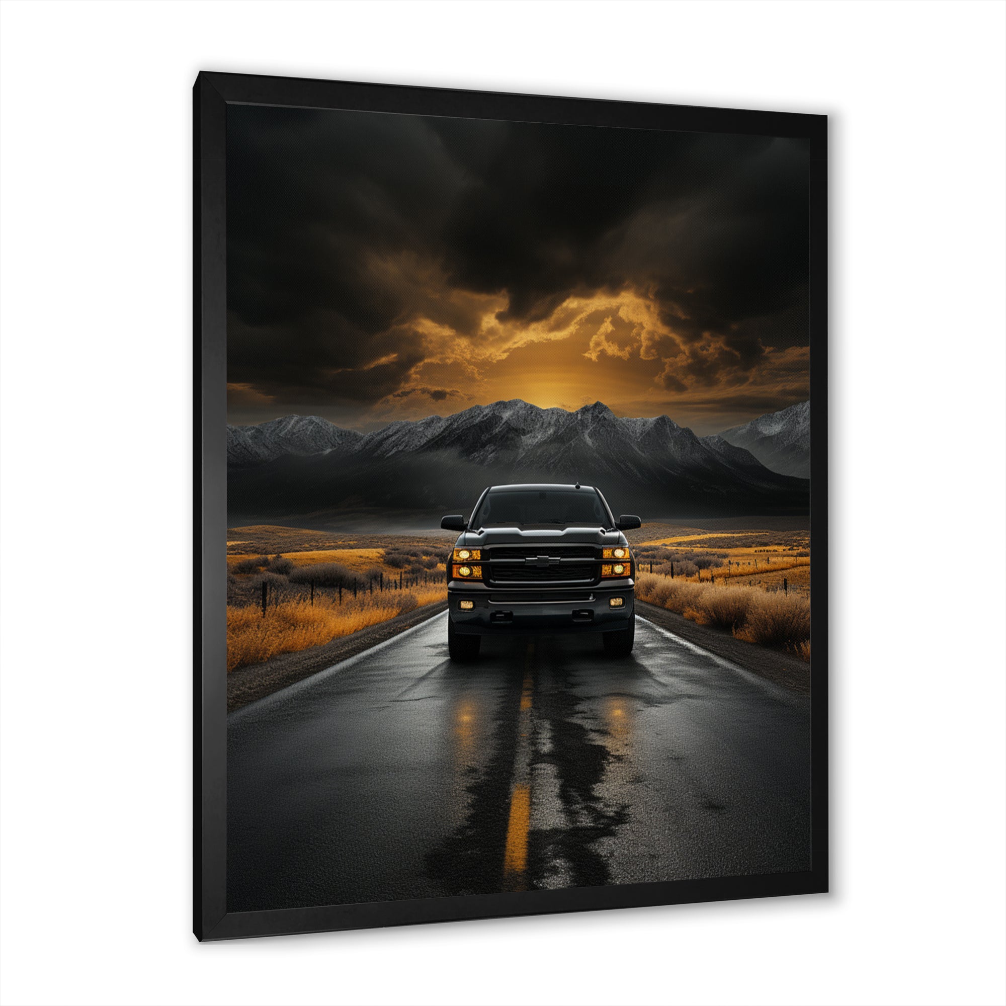 Pickup Truck The Road - Pickup Truck Canvas Wall Art
