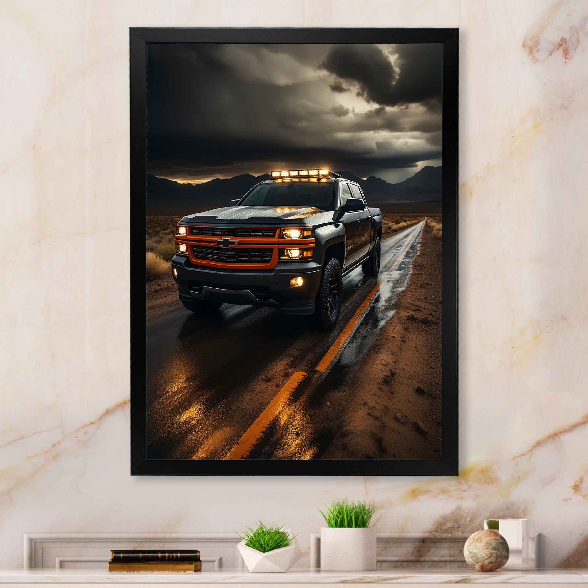 Pickup Truck By The Storm - Pickup Truck Canvas Wall Art