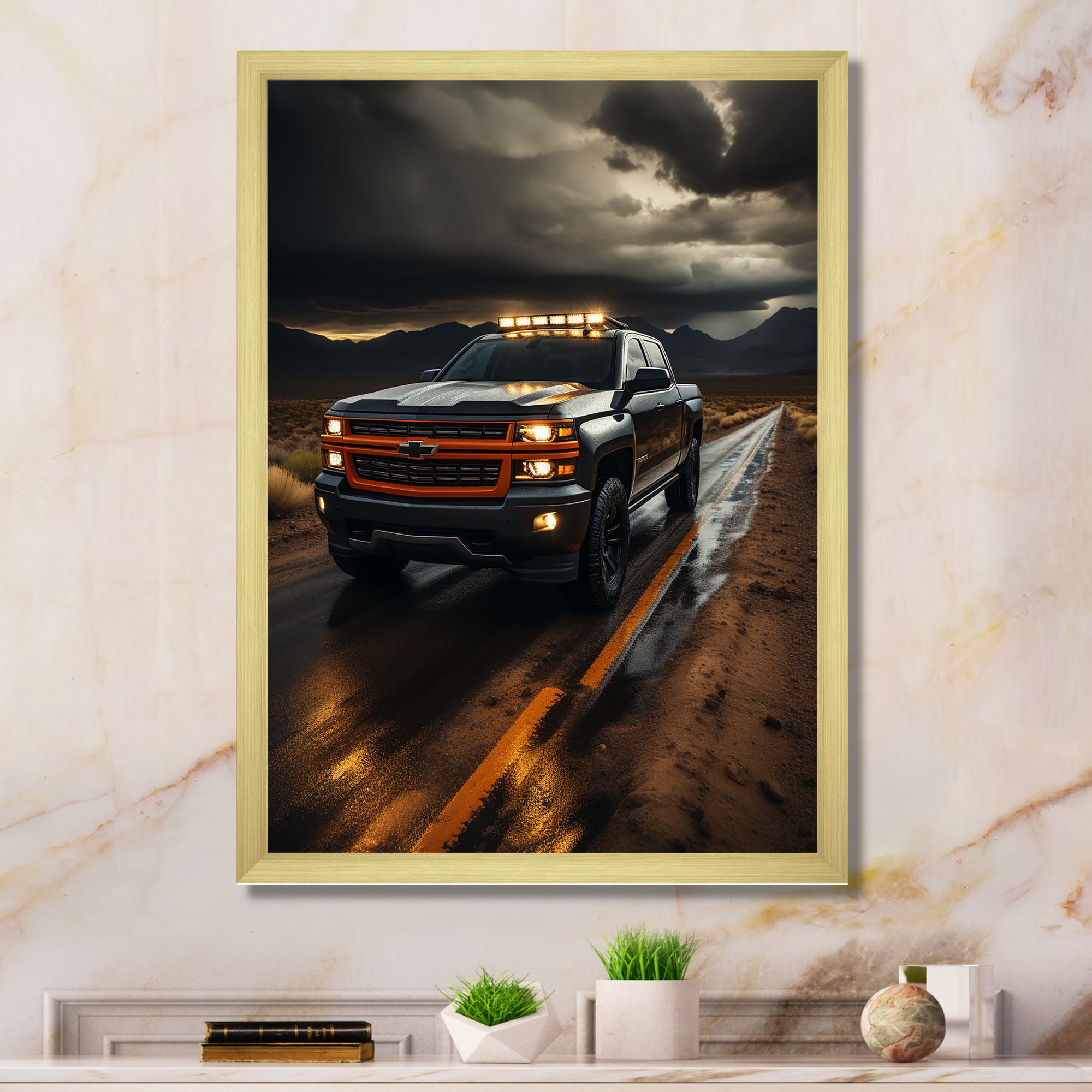 Pickup Truck By The Storm - Pickup Truck Canvas Wall Art