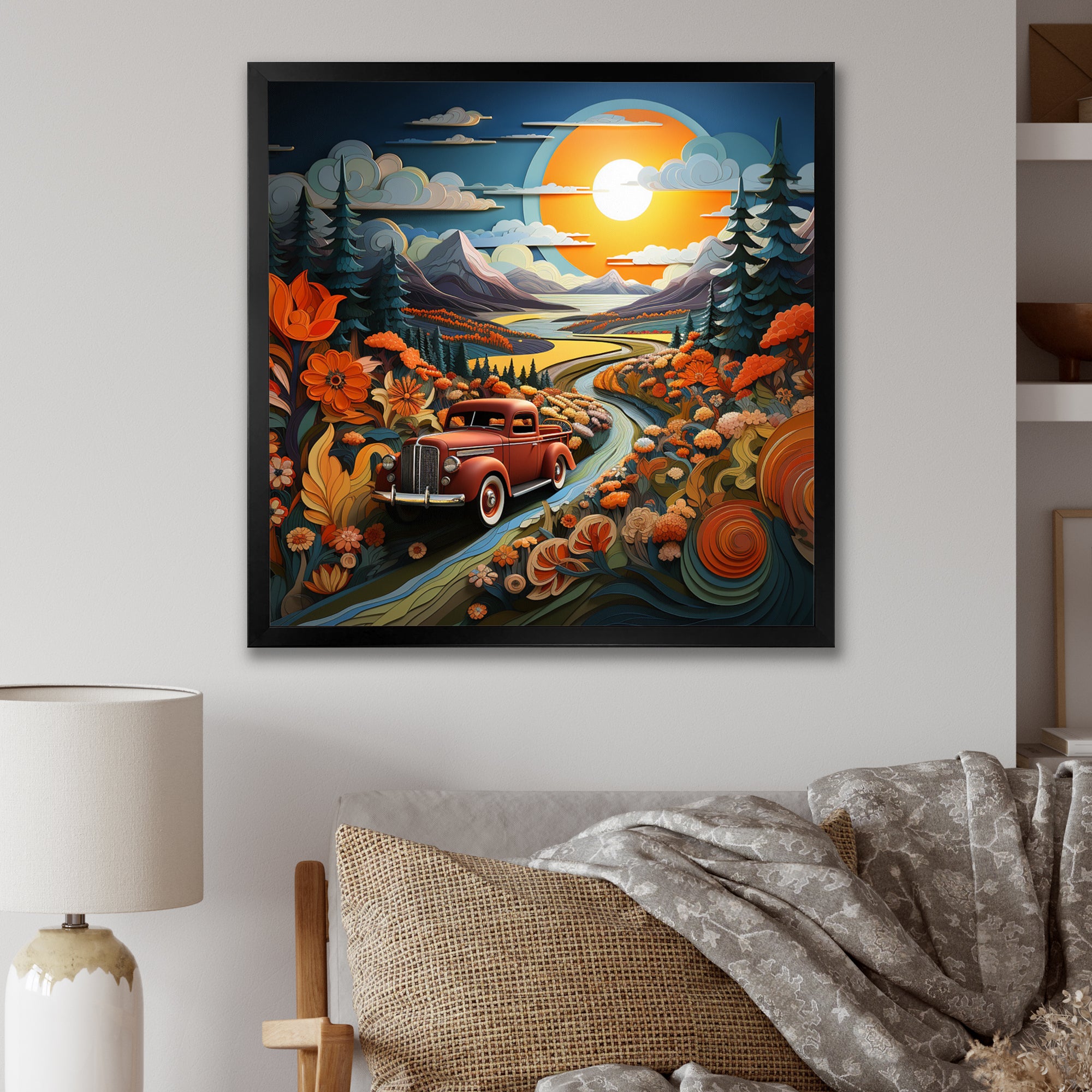 Pickup Truck Vintage Road I - Pickup Truck Canvas Wall Art