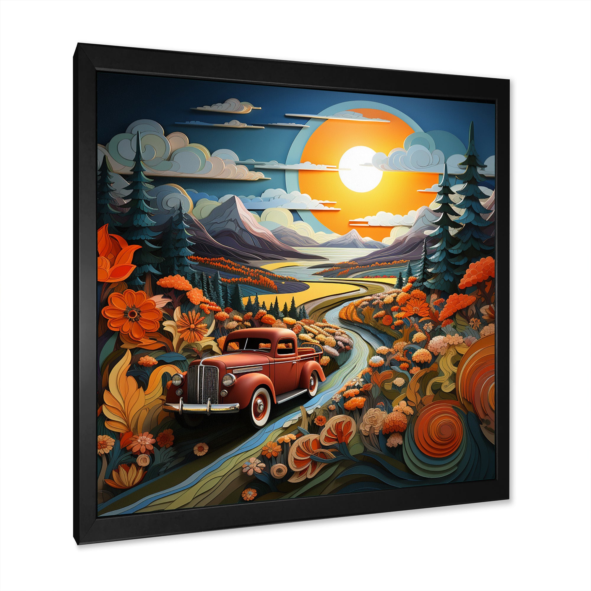 Pickup Truck Vintage Road I - Pickup Truck Canvas Wall Art