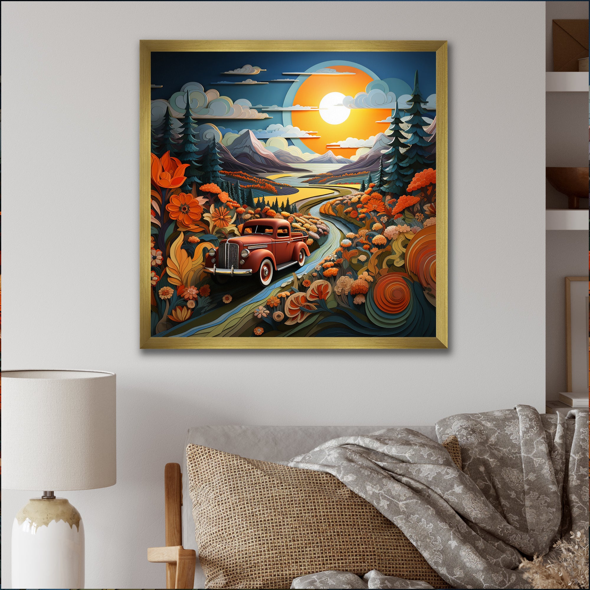 Pickup Truck Vintage Road I - Pickup Truck Canvas Wall Art