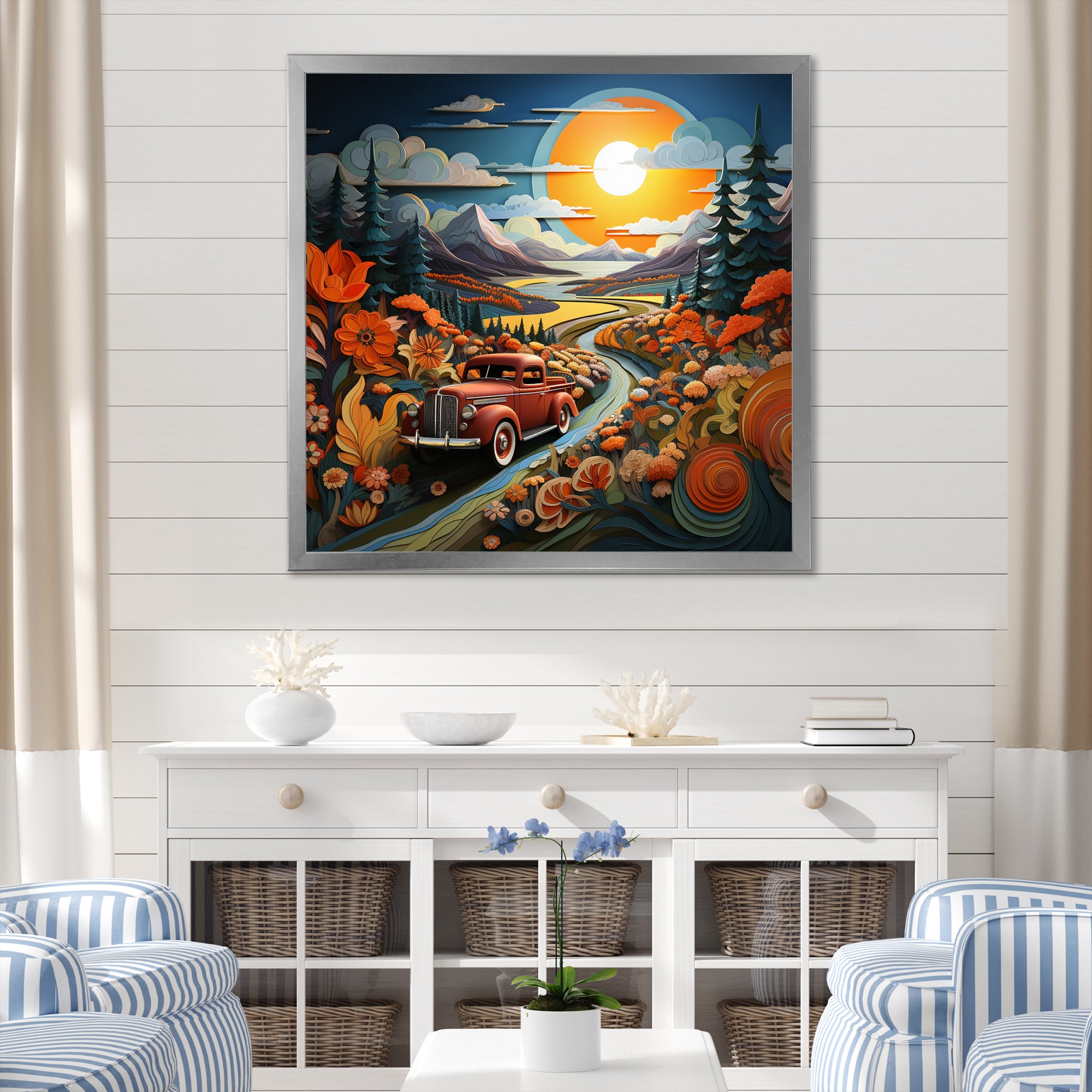 Pickup Truck Vintage Road I - Pickup Truck Canvas Wall Art