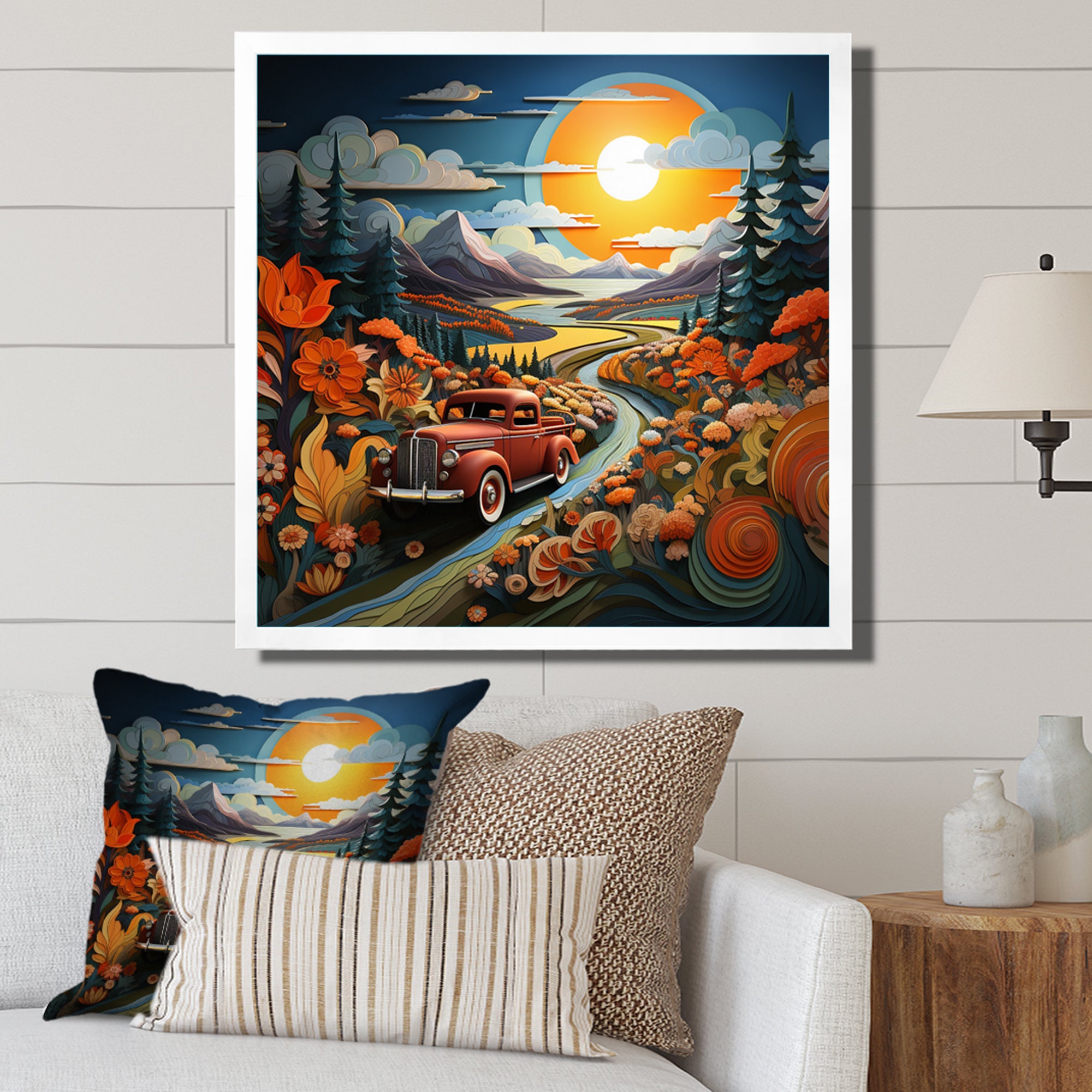 Pickup Truck Vintage Road I - Pickup Truck Canvas Wall Art