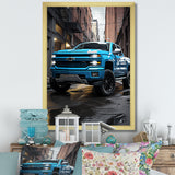 Teal Pickup Truck Urban Explorers - Pickup Truck Canvas Wall Art