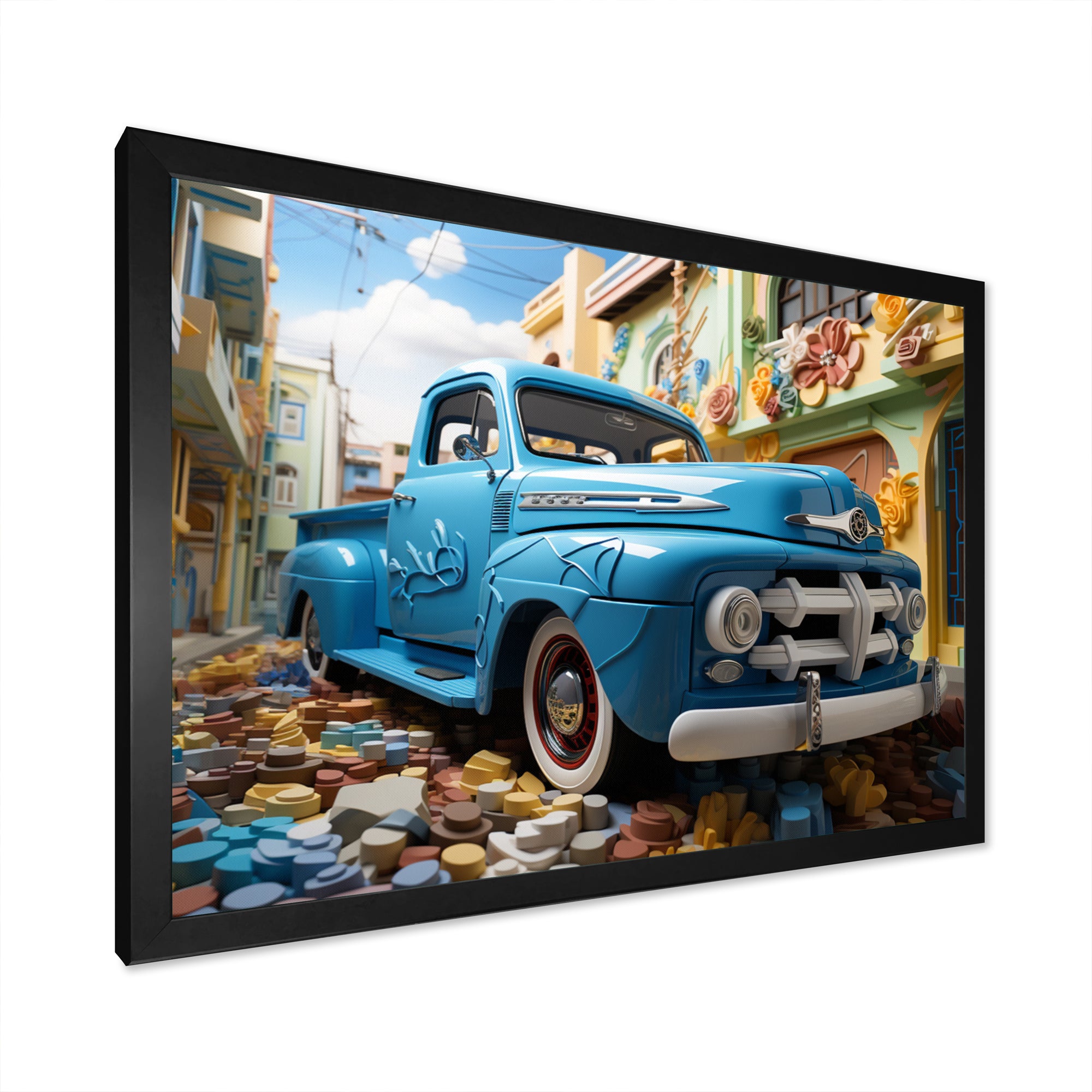 Blue Pickup Truck Urban Explorers I - Pickup Truck Canvas Wall Art