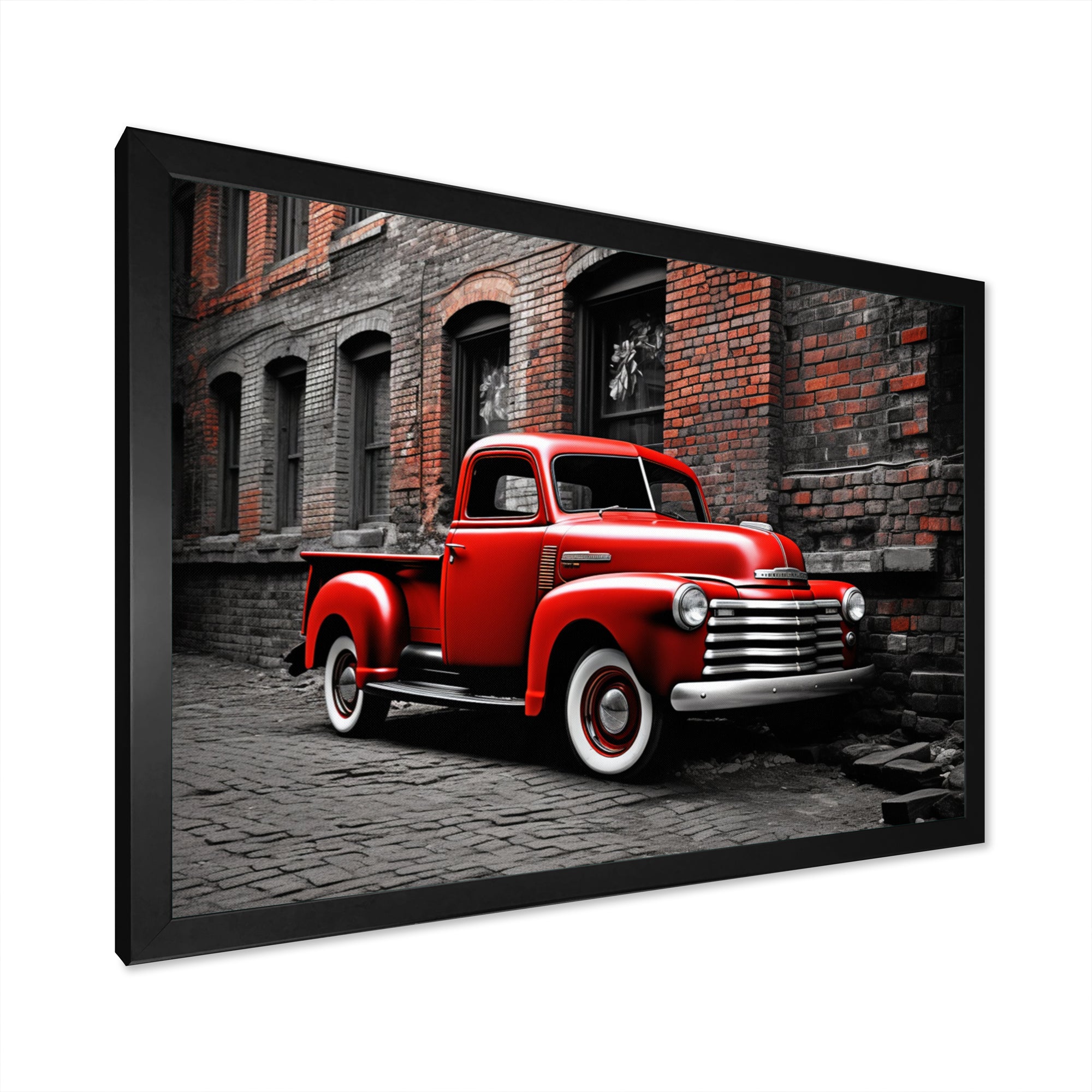 Red Pickup Truck Vintage Hauler I - Pickup Truck Canvas Wall Art