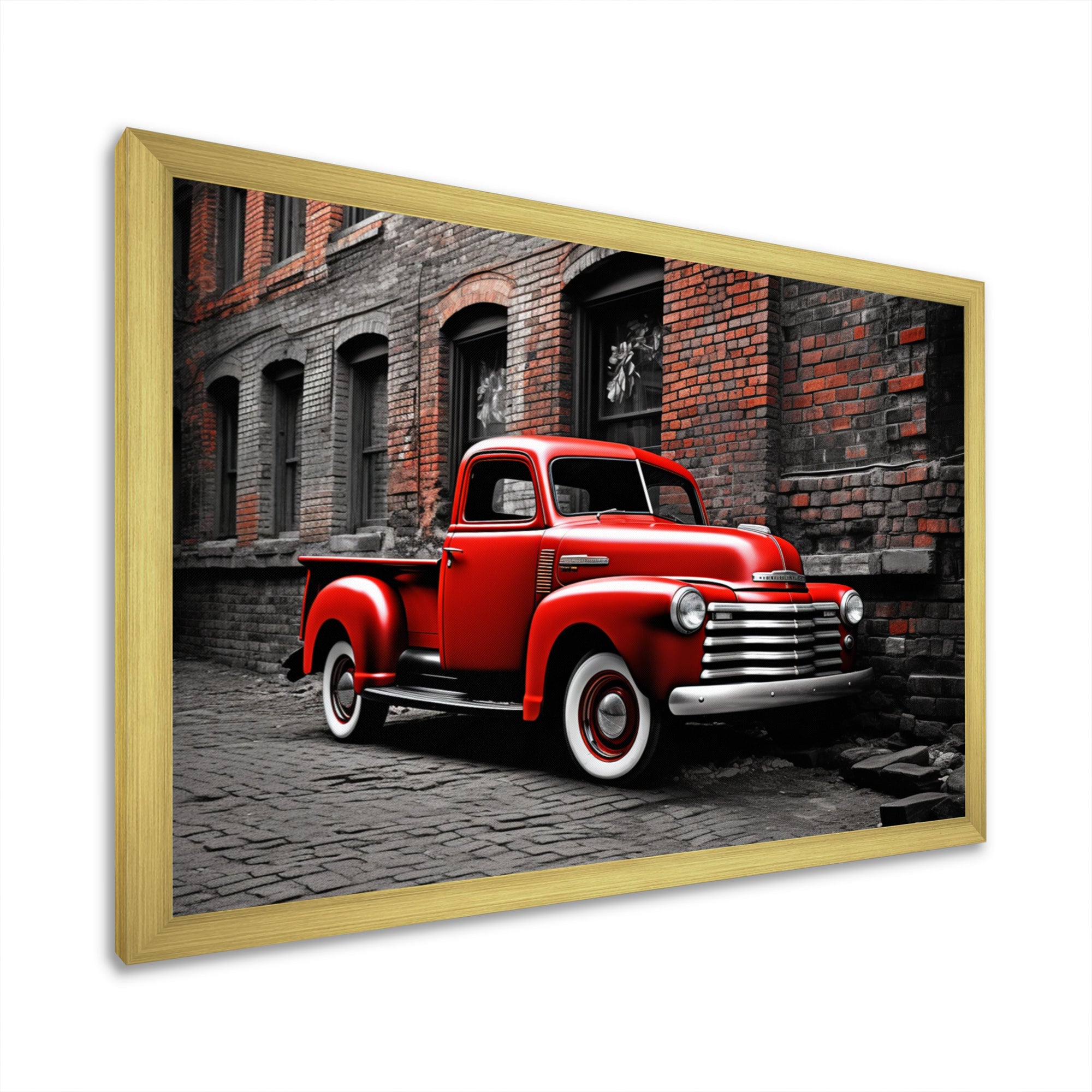Red Pickup Truck Vintage Hauler I - Pickup Truck Canvas Wall Art