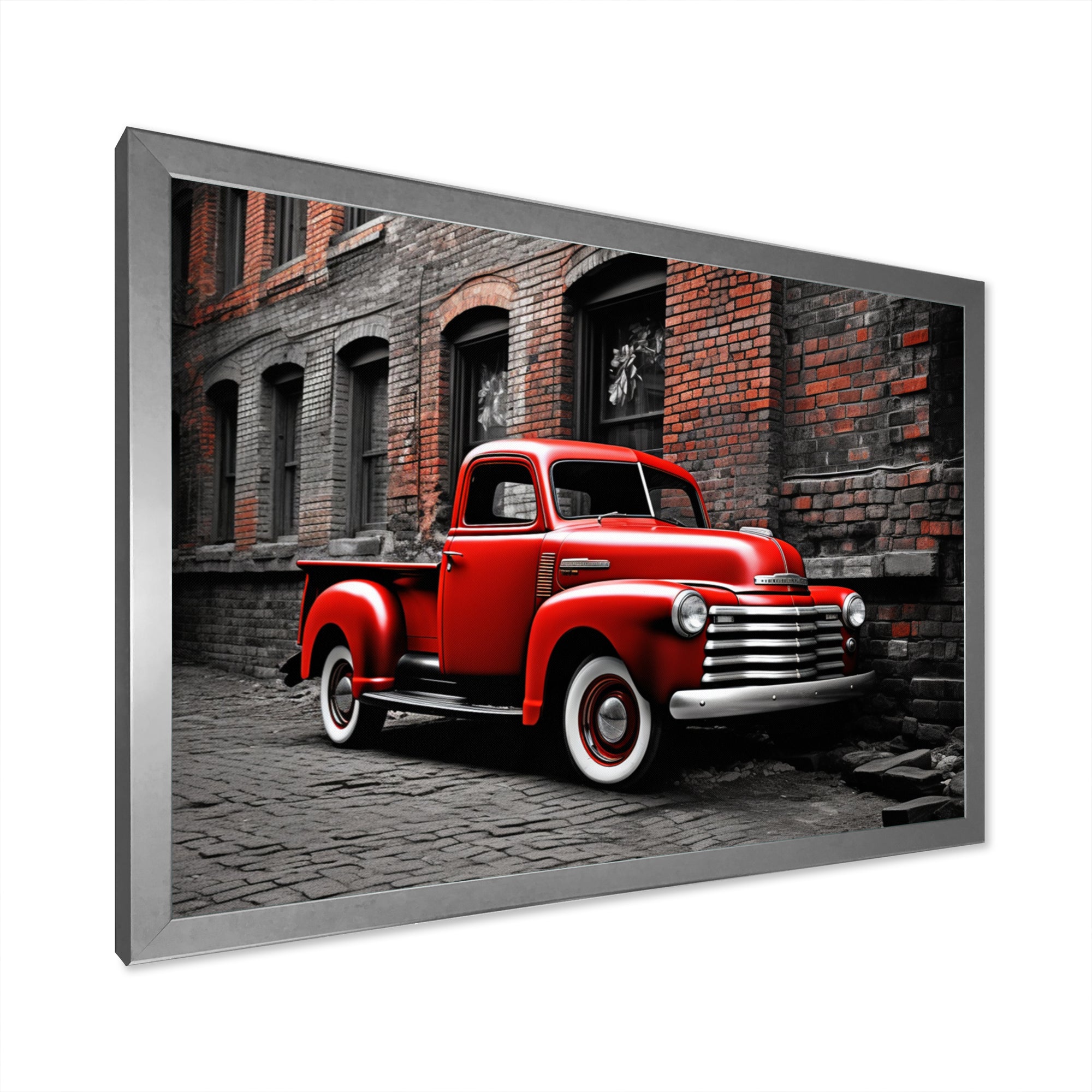 Red Pickup Truck Vintage Hauler I - Pickup Truck Canvas Wall Art