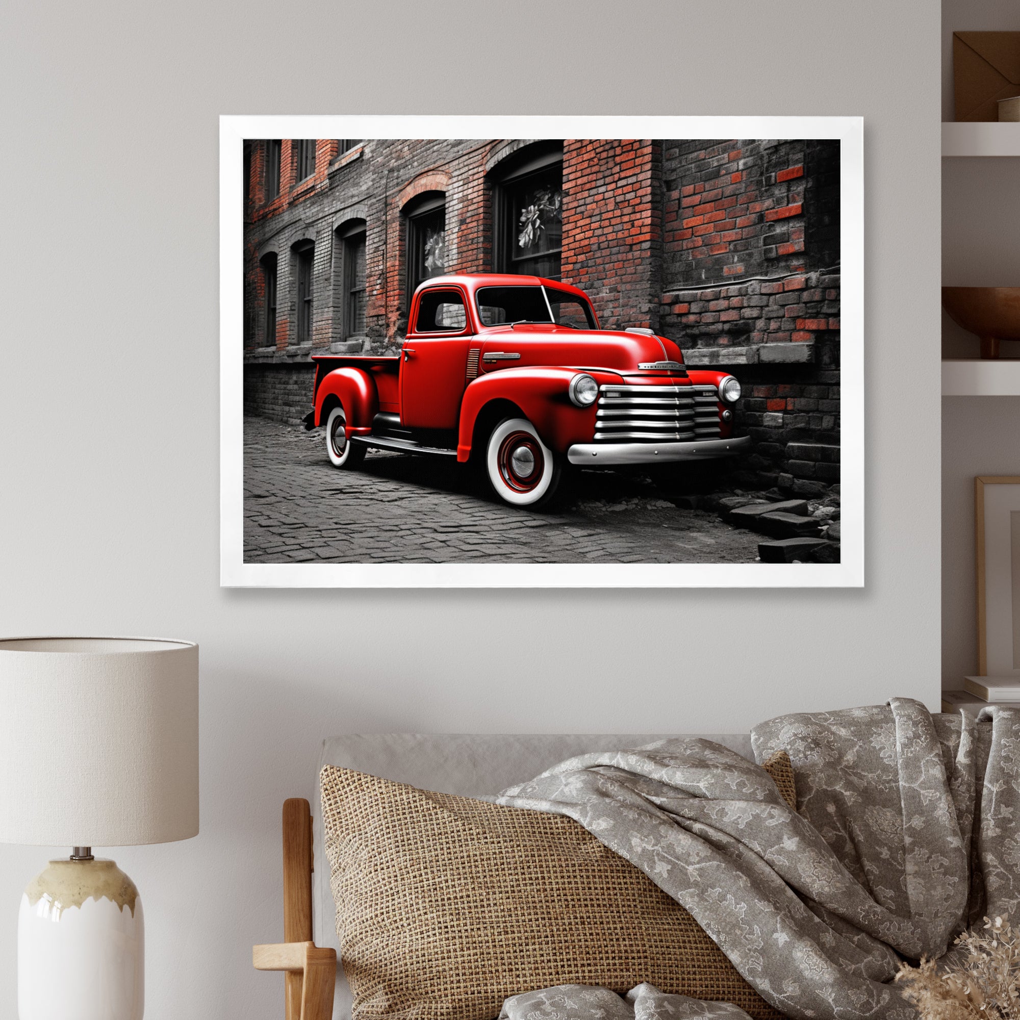 Red Pickup Truck Vintage Hauler I - Pickup Truck Canvas Wall Art