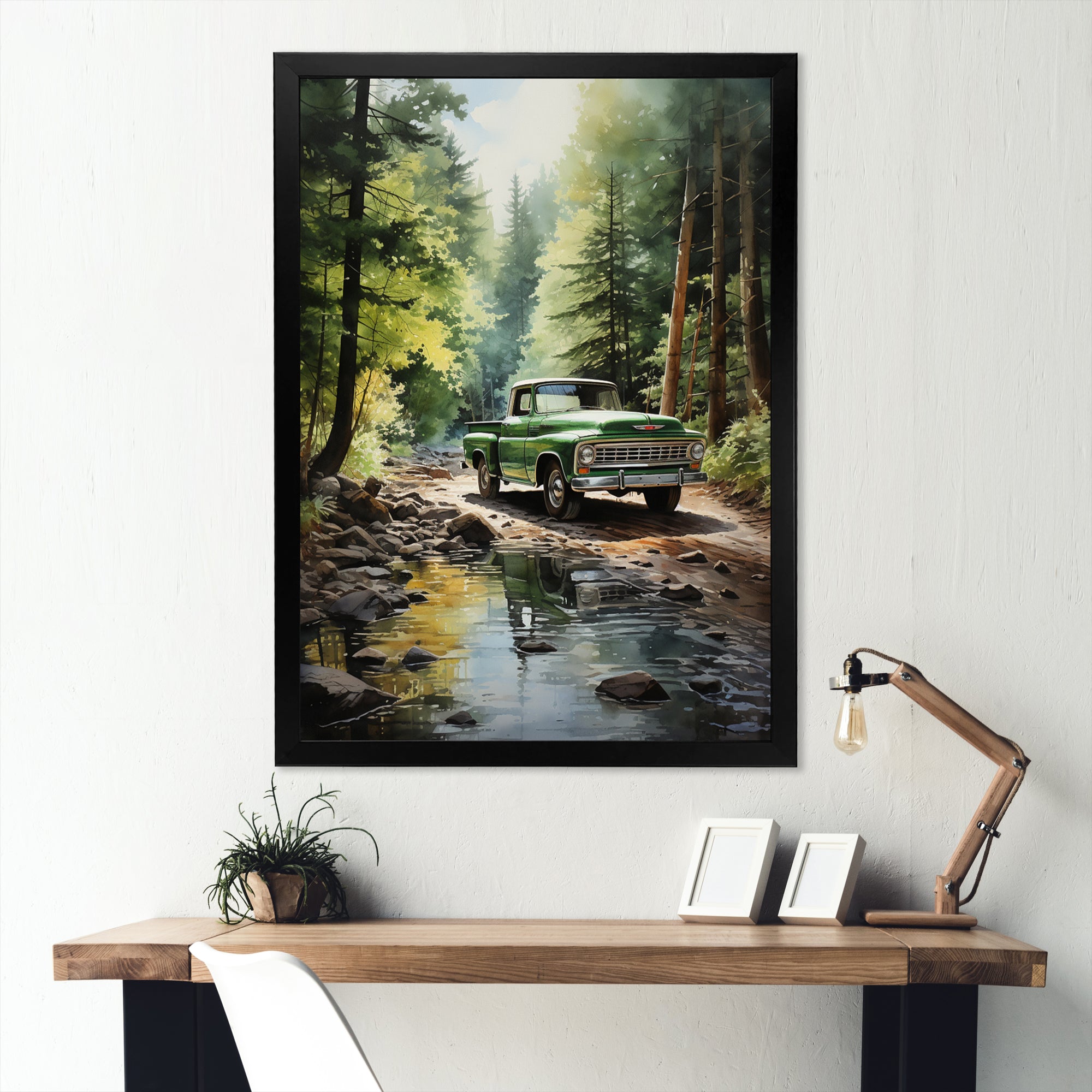 Pickup Truck Whispering Forest I - Pickup Truck Canvas Wall Art