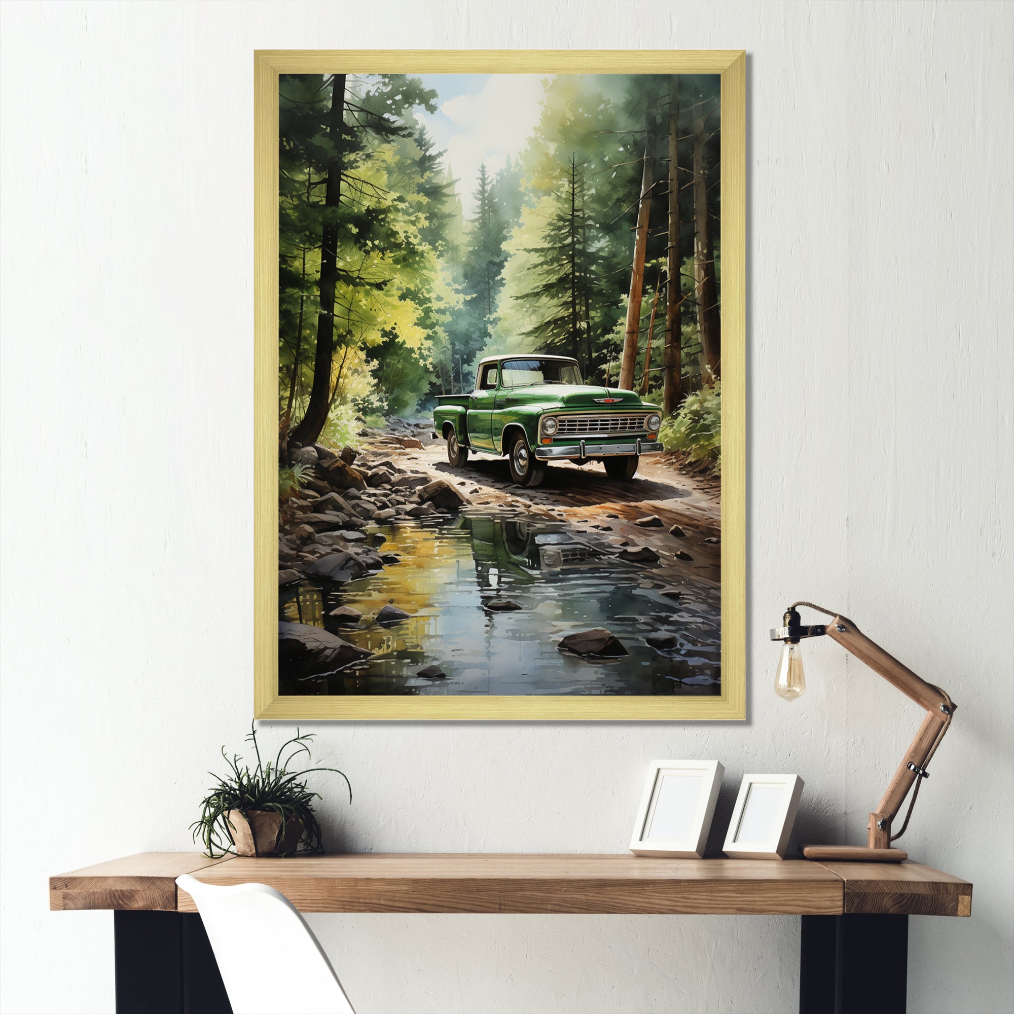 Pickup Truck Whispering Forest I - Pickup Truck Canvas Wall Art