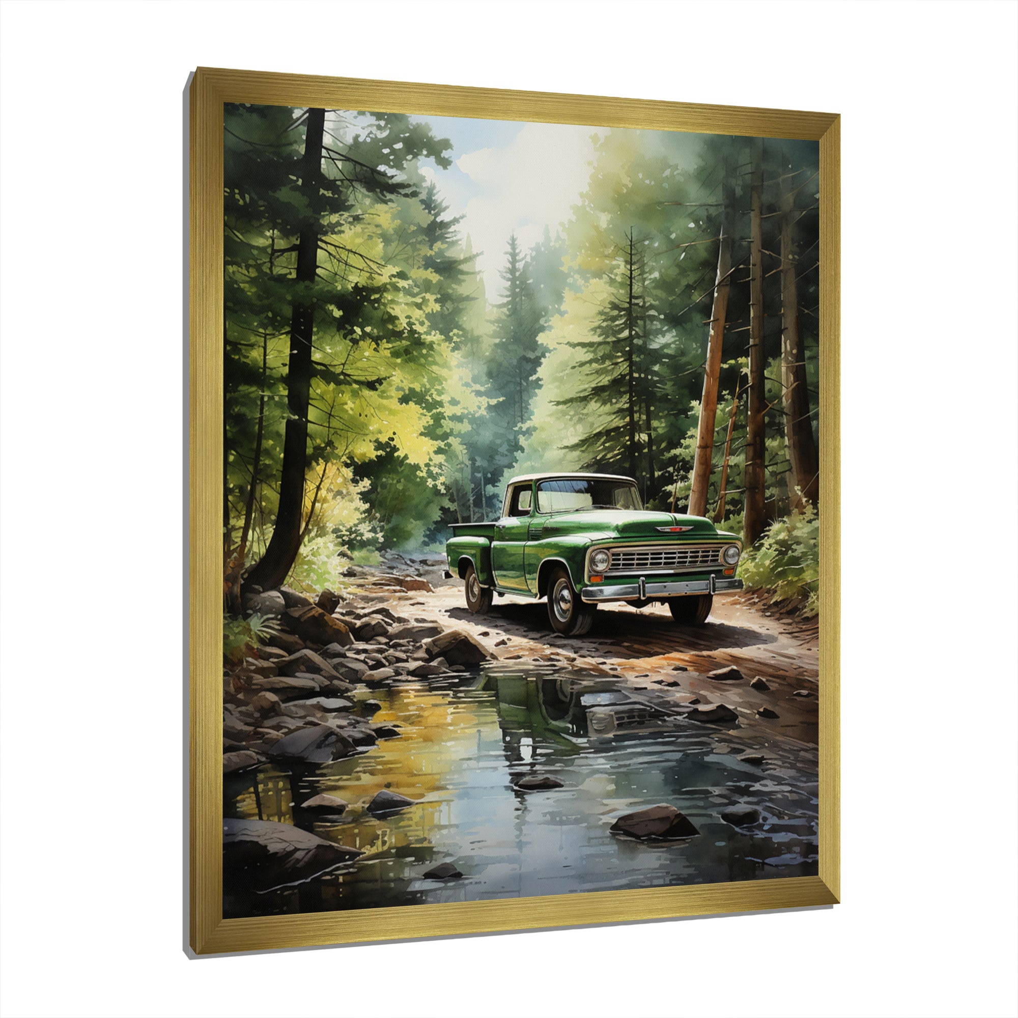 Pickup Truck Whispering Forest I - Pickup Truck Canvas Wall Art