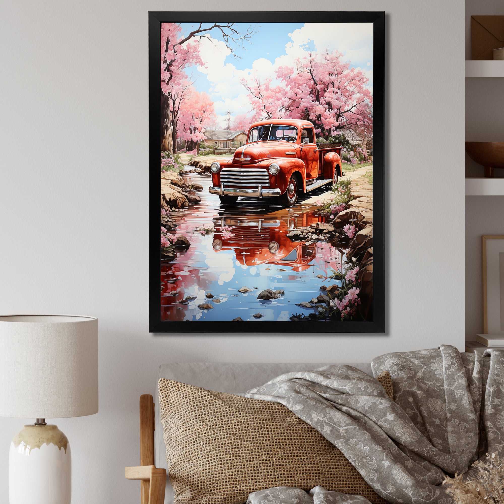 Red Pickup Truck Whispers Of - Pickup Truck Canvas Wall Art