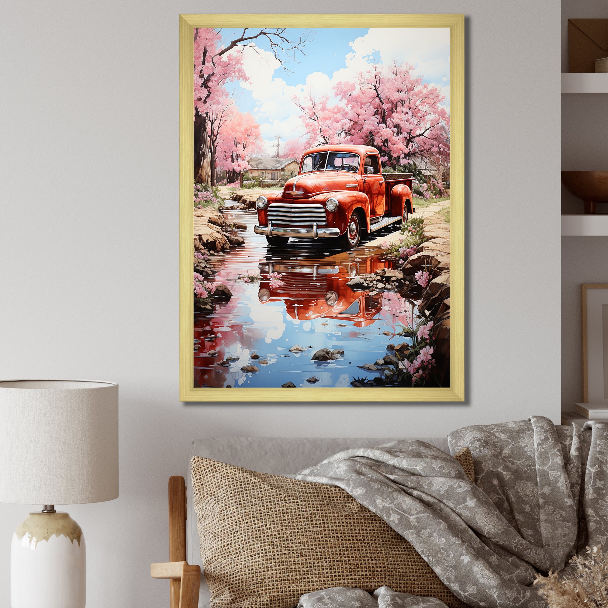 Red Pickup Truck Whispers Of - Pickup Truck Canvas Wall Art