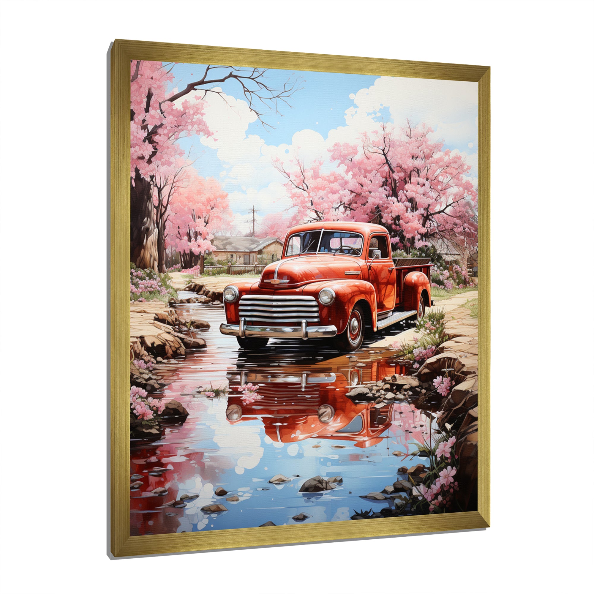 Red Pickup Truck Whispers Of - Pickup Truck Canvas Wall Art