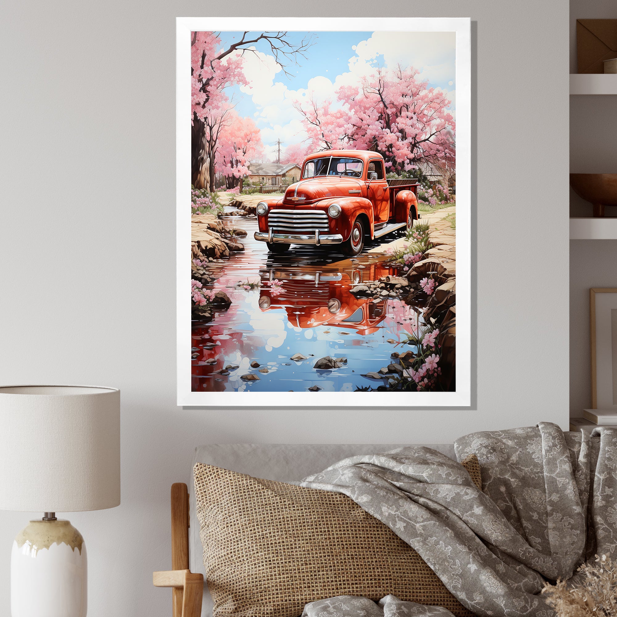 Red Pickup Truck Whispers Of - Pickup Truck Canvas Wall Art