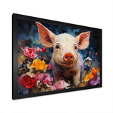 Pink Curious Piglet Collage - Pink Pig Wall Art