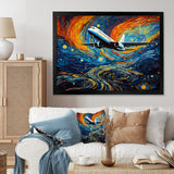Plane In Cosmic Sojourn - Plane Canvas Wall Art