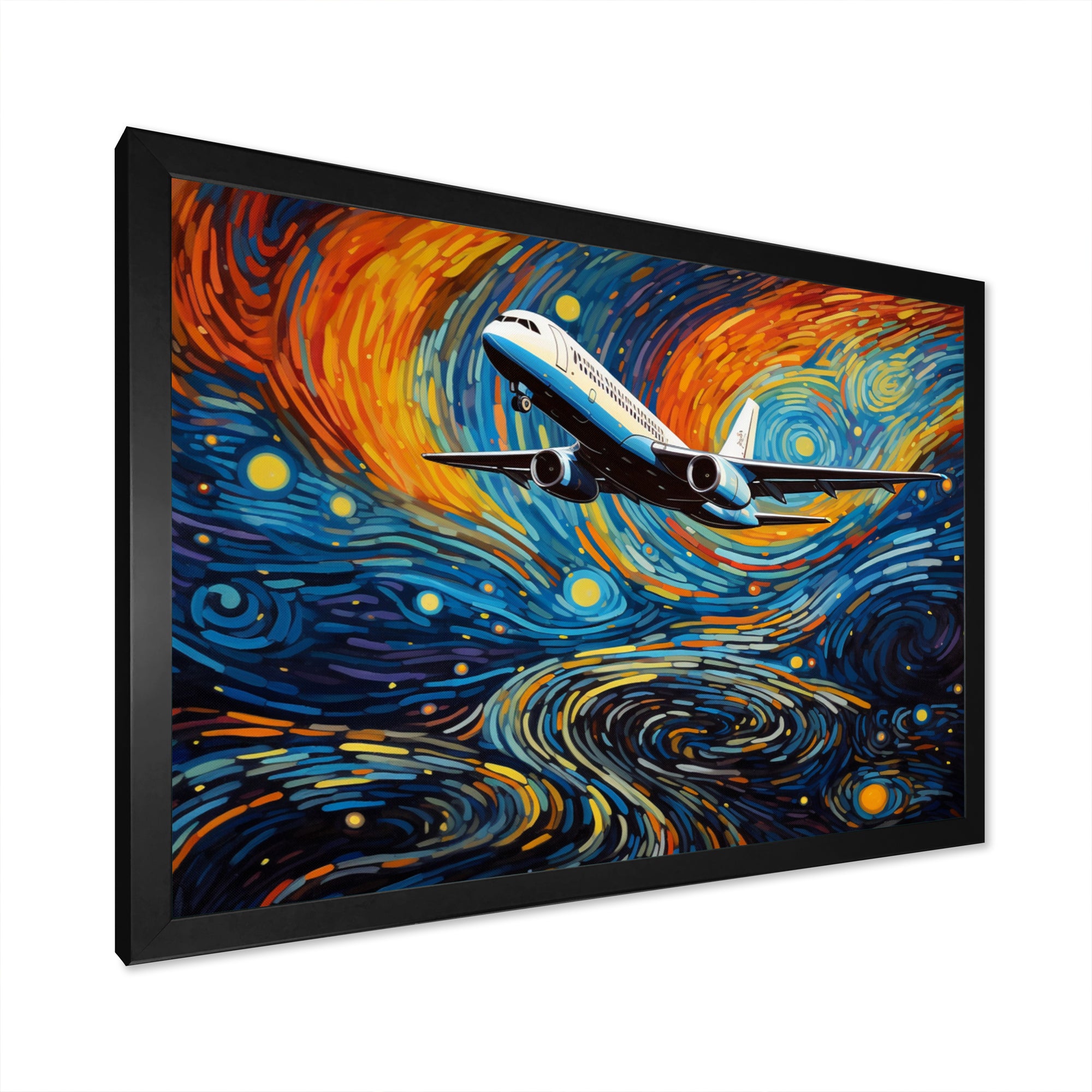 Plane In Cosmic Sojourn - Plane Canvas Wall Art