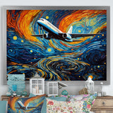 Plane In Cosmic Sojourn - Plane Canvas Wall Art
