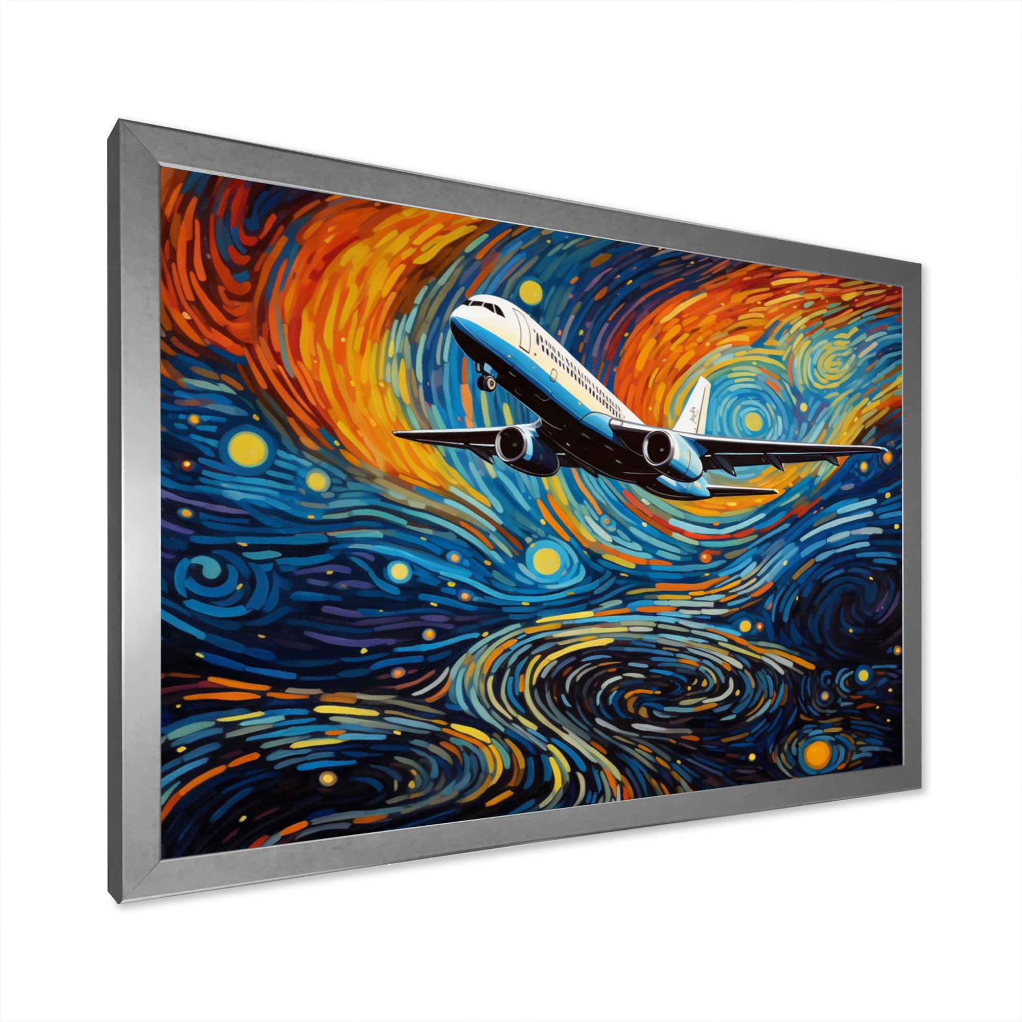 Plane In Cosmic Sojourn - Plane Canvas Wall Art