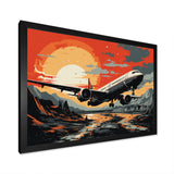 Orange Sunset Overs The Plane Flight - Plane Canvas Wall Art