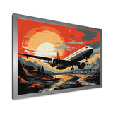 Orange Sunset Overs The Plane Flight - Plane Canvas Wall Art