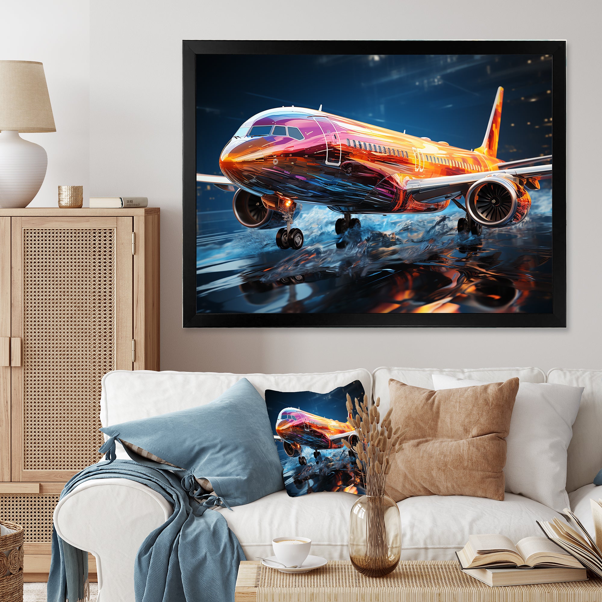 Colorful Plane In Translucent Ascension - Plane Canvas Wall Art