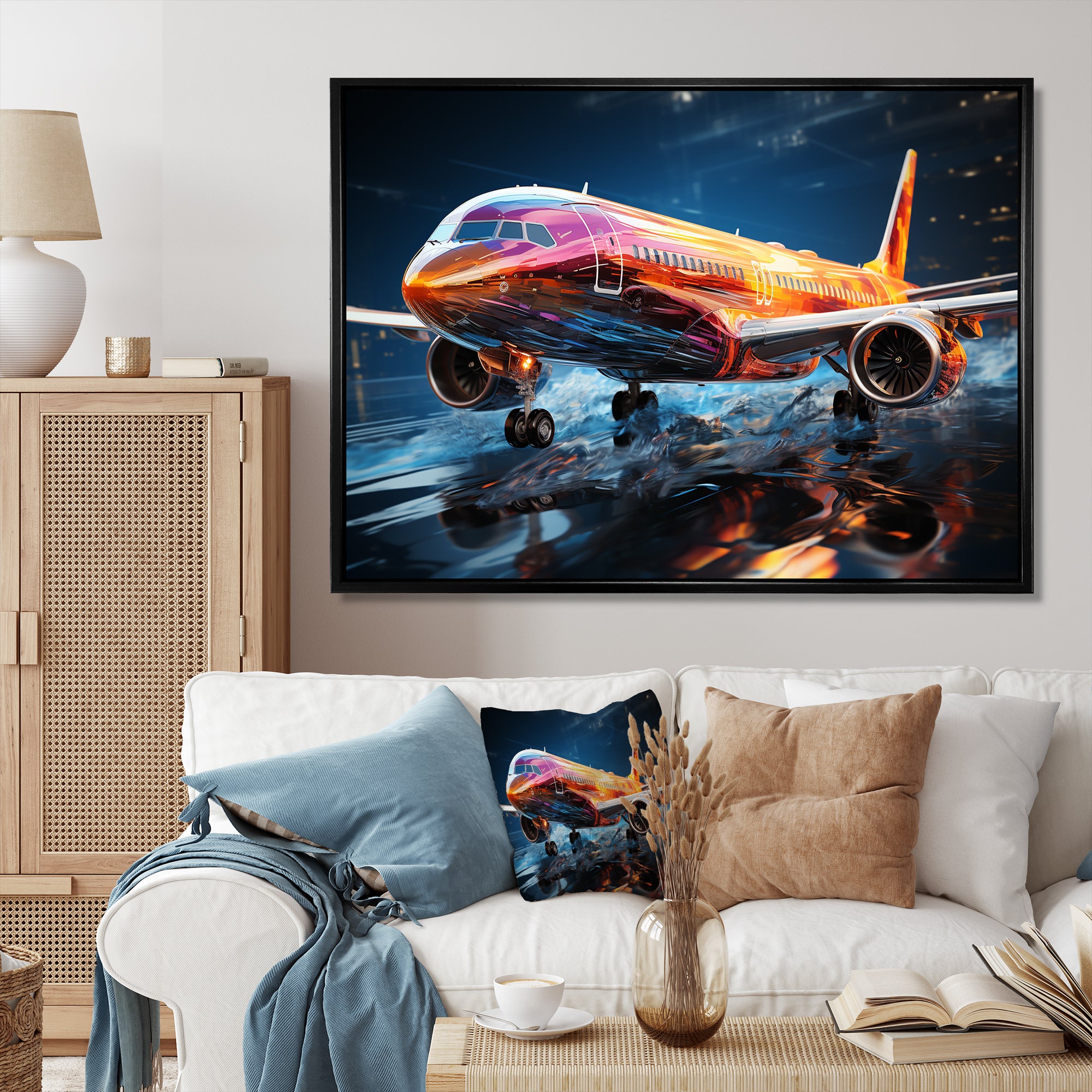 Colorful Plane In Translucent Ascension - Plane Canvas Wall Art