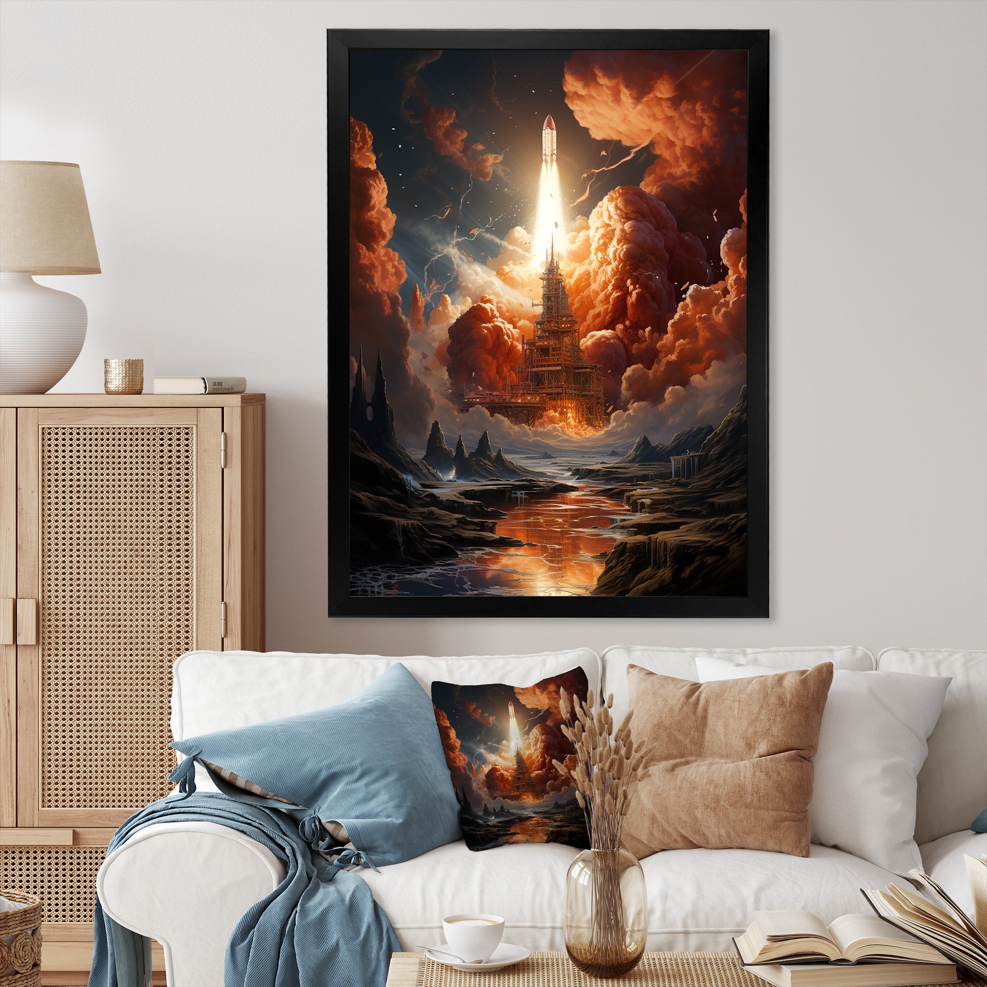 Rocketship Celestial Choreography - Rocketship Canvas Wall Art