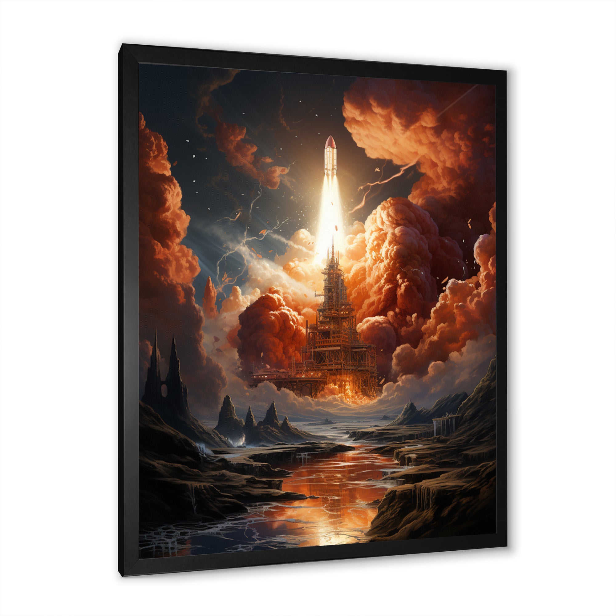 Rocketship Celestial Choreography - Rocketship Canvas Wall Art